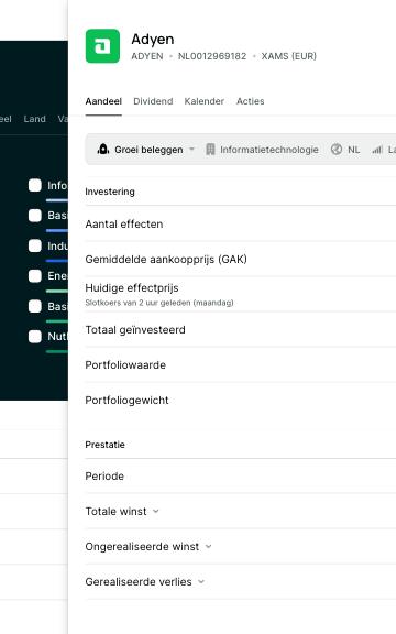 Holding detail sidebar